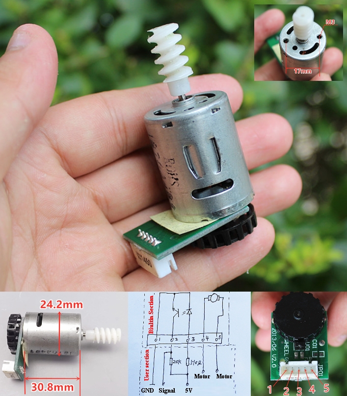 5V Encoder motor with worm gear 370 DC wheel encoder motor