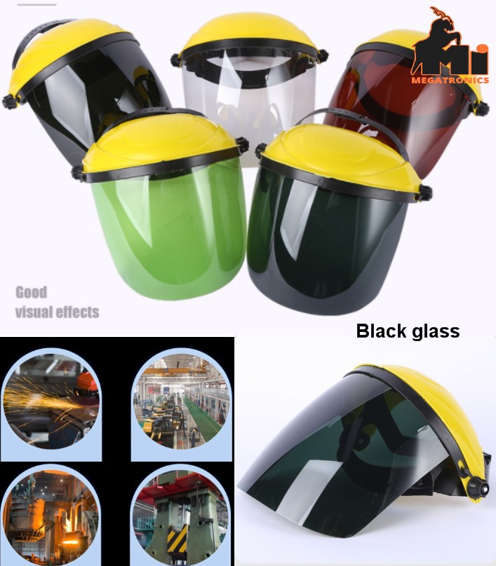 head-mounted black glass welding protective mask c