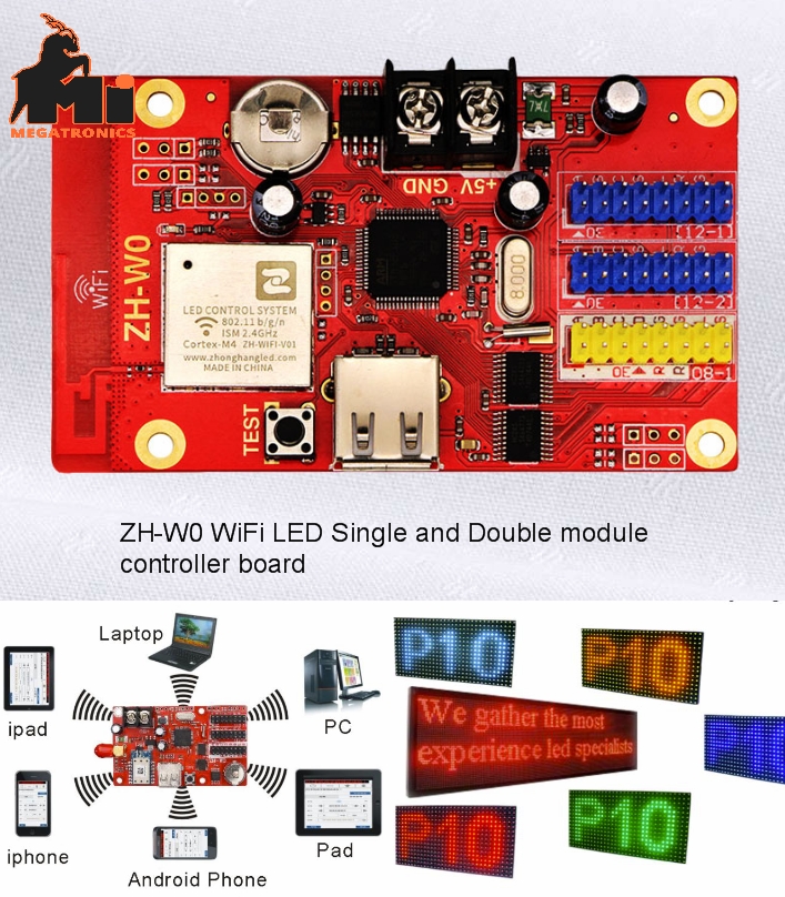 ZH-W0 WIFI single double color p10 rgb display led