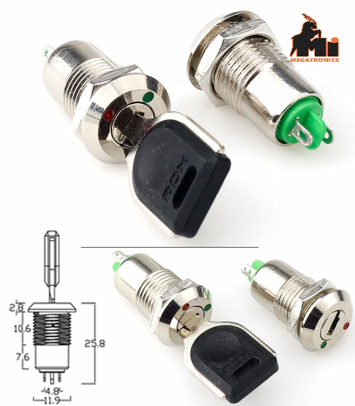 KS-1 12mm key lock switch electronic lock phone lock rotary self-locking ON OFF 