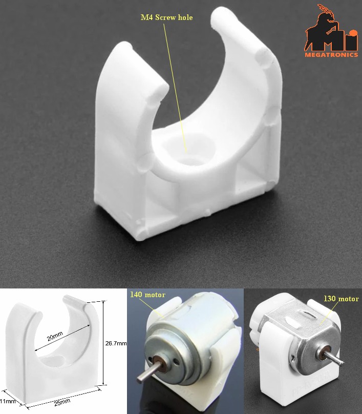 130/140 DC Motor Plastic Mount bracket holder 20mm Diameter Vertical Base Seat
