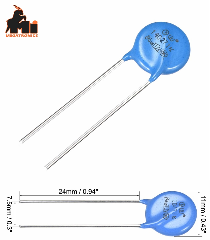 Varistor Voltage Dependent Resistor AC 270V 14D271K Radial Lead Disc