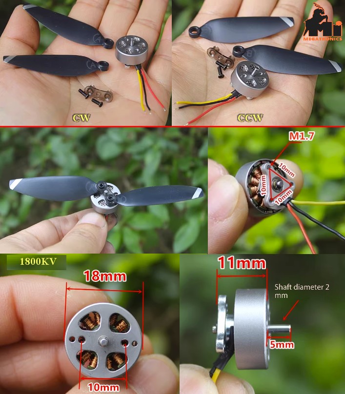 1503 small 1800KV Model aircraft brushless motors propeller CW+CCW set quadcopte
