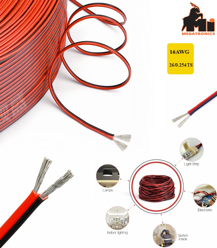 UL2468 red and black double 2 core cable line 16awg Stranded Wire 300V 80C 5V 12