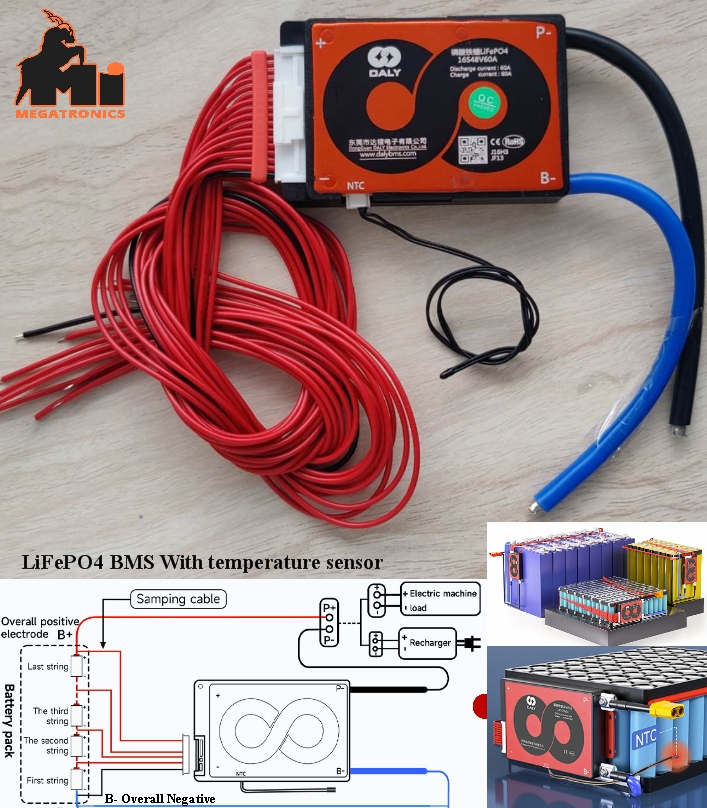 DALY H Series Standard LiFePO4 battery BMS 48V 16S 60A with NTC Sensor Balance F