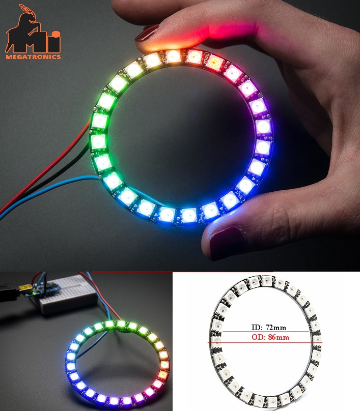 NeoPixel Ring 24bit WS2812 5050 RGB LED Integrated Drivers full color lights 24 