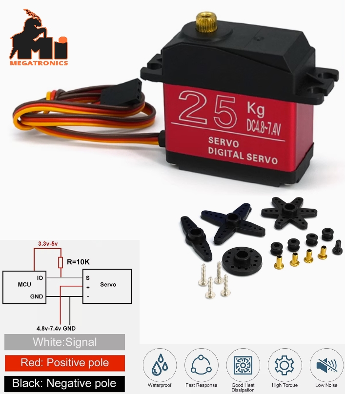 DS3225 25KG Metal Gear Waterproof Digital Servo HIGH TORQUE & SPEED 180 degree f