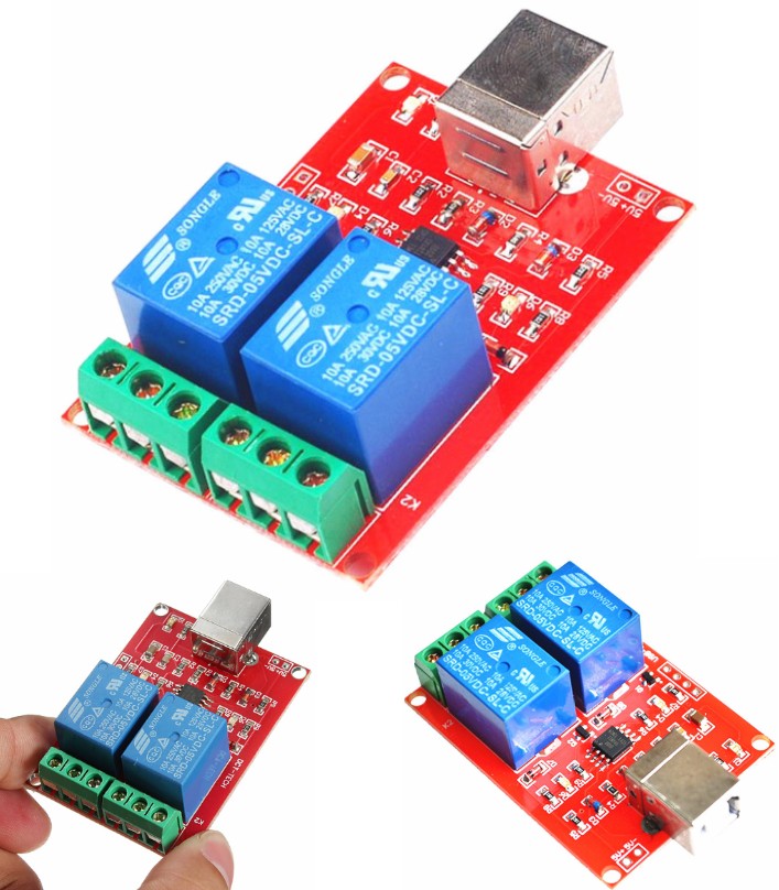 Two Channel 5V Relay USB Control Switch Module