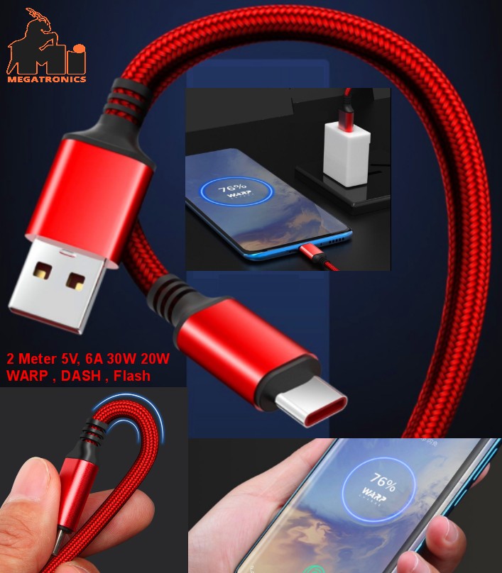 OnePlus type-c WARP flash 30W fast charge cable DASH extended 2m USB data