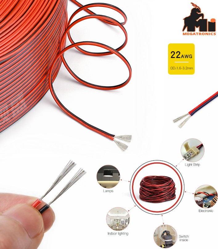 UL2468 red and black double 2 core cable line 22awg Stranded Wire 300V 80C 5V 12