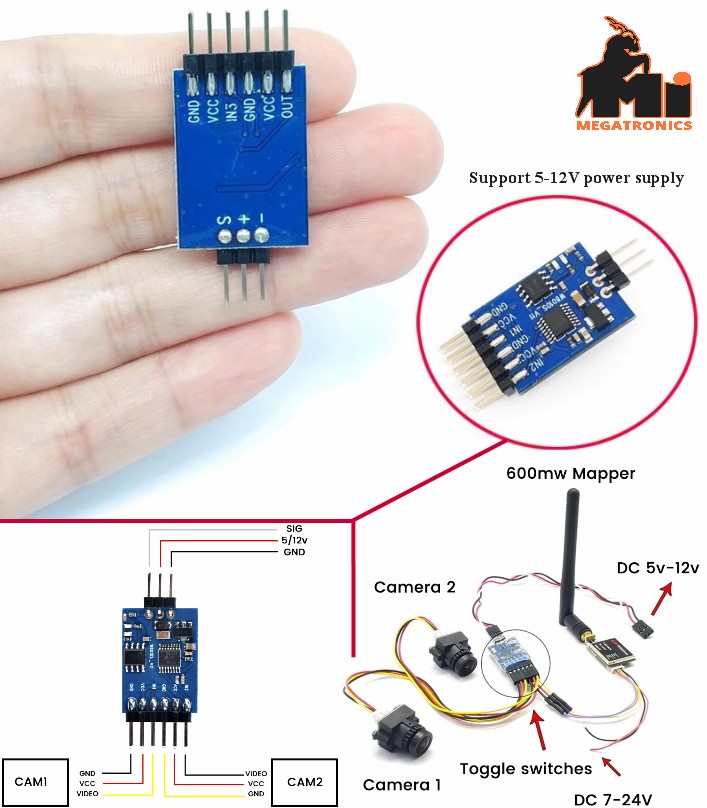 FPV camera 3 Channel Video Switcher 3 Way Video Switch 5.8g Drone airplane RC