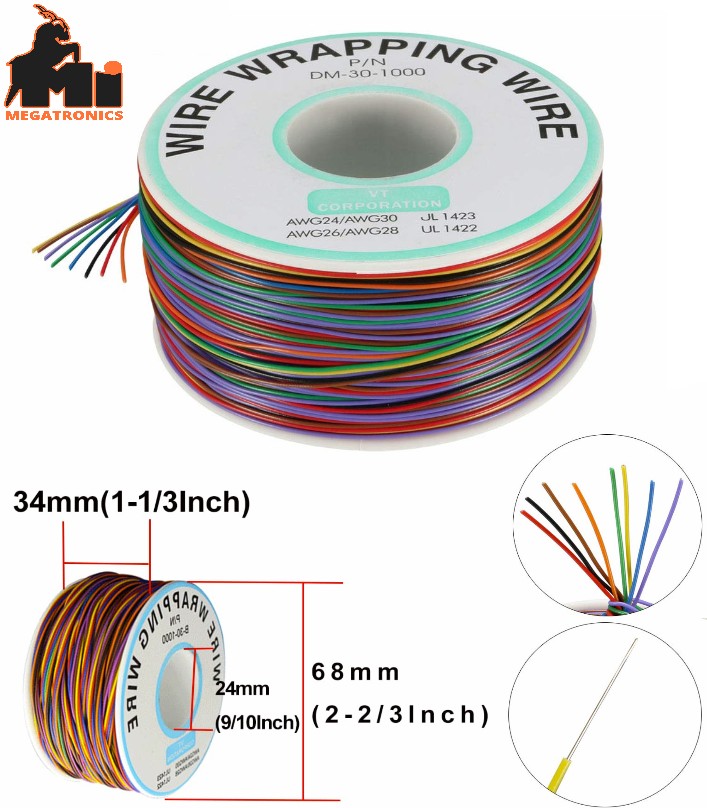 Wrapping Wire (P/N B-30-1000) 260M 30AWG 8-Wire Colored jumper wires PCB Solder