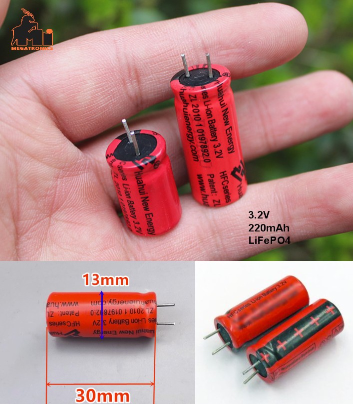 3.2V 220mAh LiFePO4 battery fast charge discharge capacitive cylindrical chargin