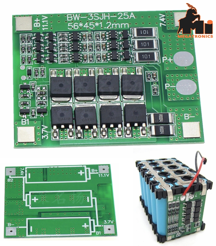 3S 25A 18650 Li-ion Lithium Battery BMS Protection