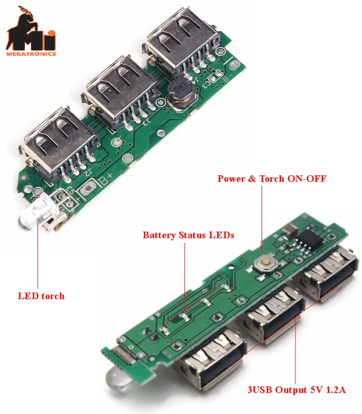 power bank PCB 18650 battery charging LED indicator 3USB output 5V 1A board 4.2V