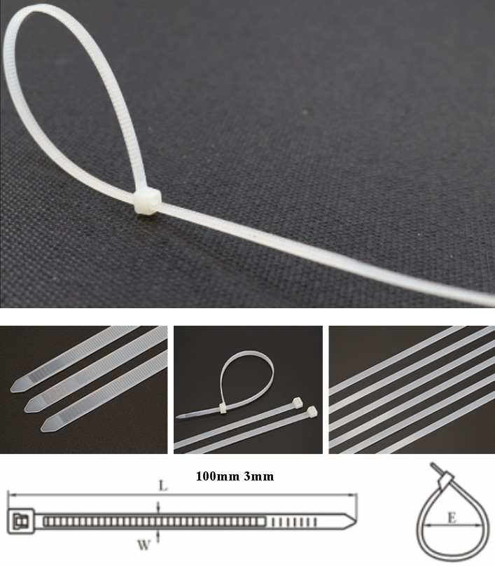 100mm nylon cable zip tie white self locking