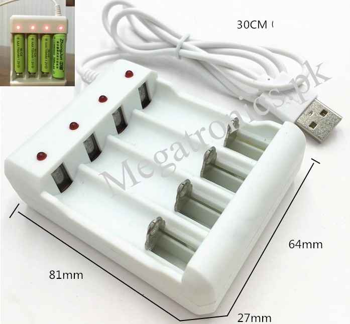 4 Slots USB Battery Charger For Ni-MH Li-ion LiFeP