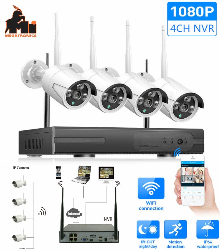 HD 3MP 4 channel NVR Home Outdoor WIFI CCTV IP Camera Network Surveillance Secur