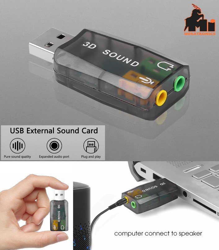 External 3D USB Sound Card 5.1 Channel Audio Card Adapter 3.5mm Speaker Micropho