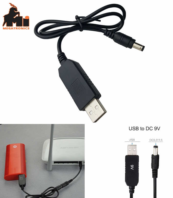 USB cable 5V to 9v booster step up converter router