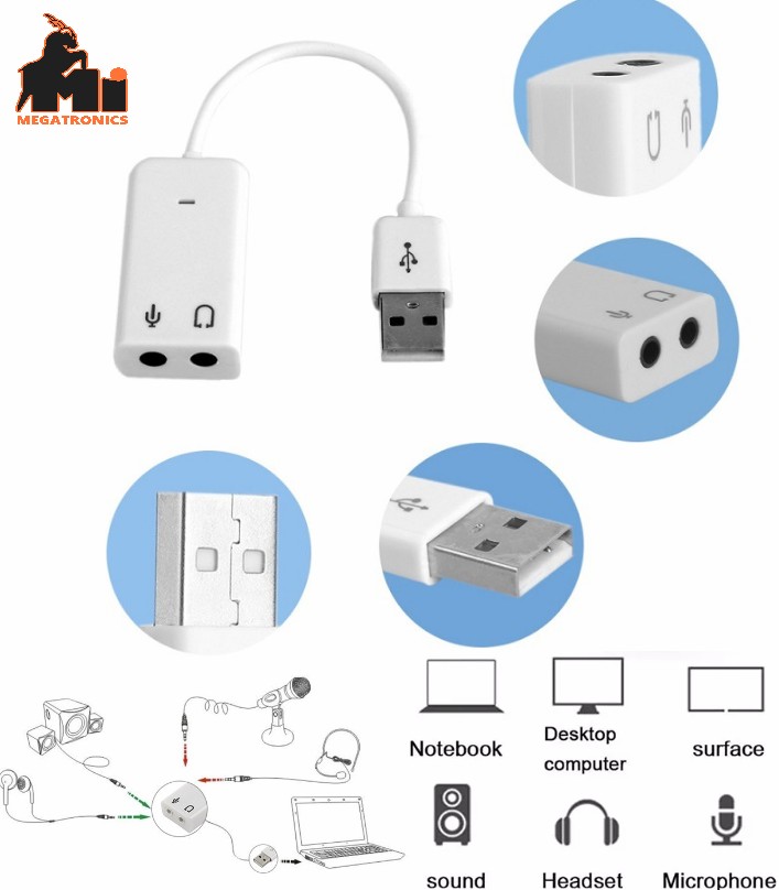 USB Sound Card Virtual 7.1 3D External USB Audio Adapter USB to Jack 3.5mm Earph