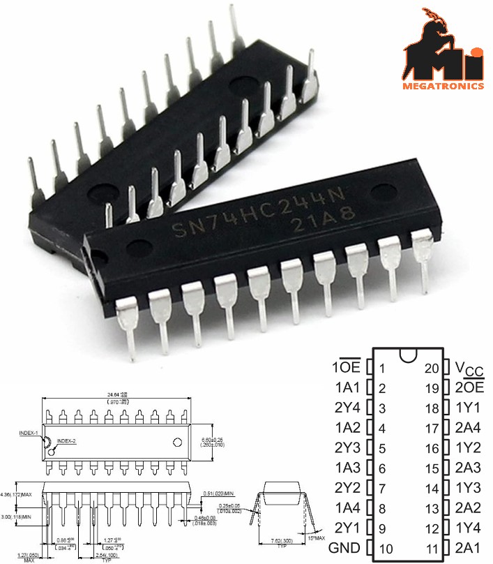 74HC244N 74244 Octal Buffer and Line Driver 3 State DIP-20 TTL