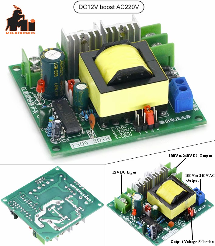 DC 12V to AC 100V-220V DC 100V-220V Inverter 150W booster step up converter