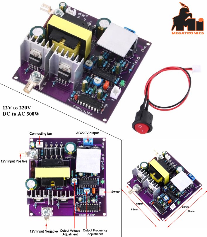 300W 12V to 220V DC-AC inverter UPS Board Low 50Hz sine wave  power supply Frequ