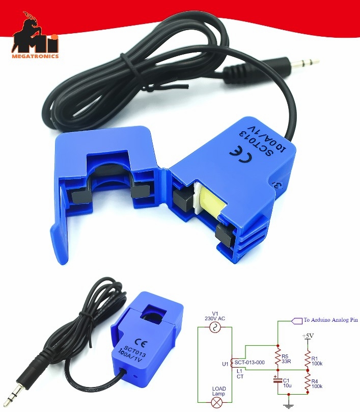 SCT-013 100A Non-invasive AC current sensor Split Core current transformer CT