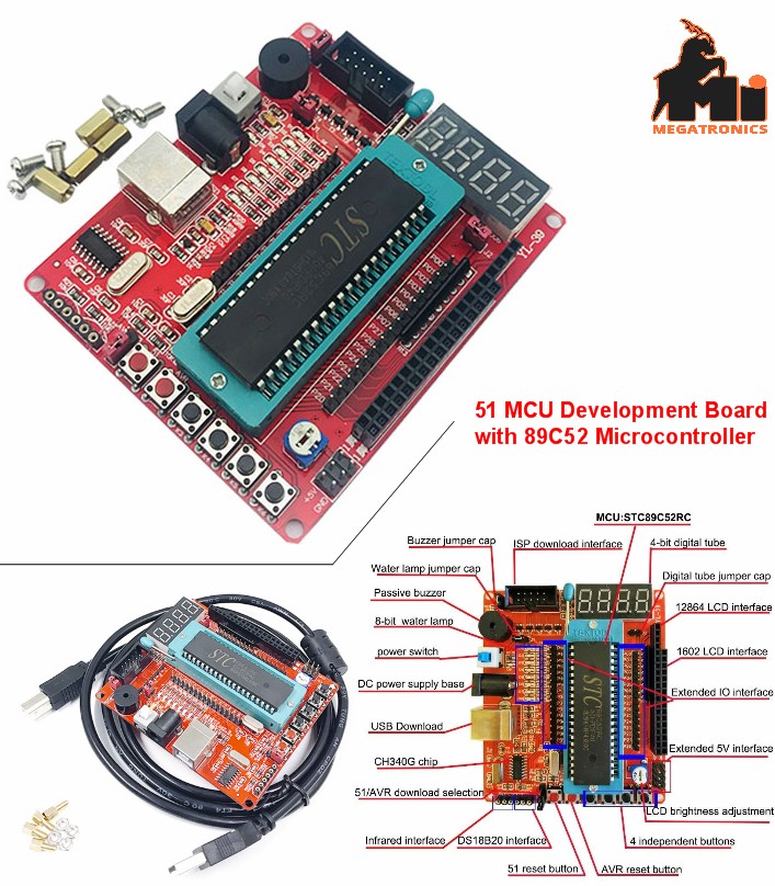 8051 MCU system learning board with 89C52 ATMEL Microcontroller experimental boa