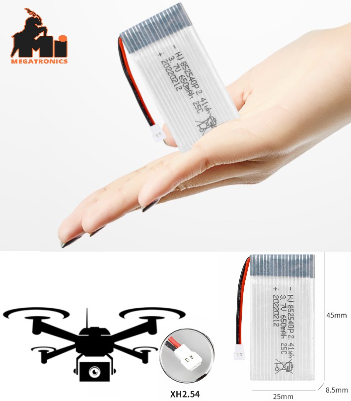 3.7V 650Mah 25C Lipo Battery with XH2.54 connector