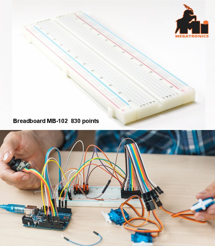 Breadboard 830 points Dual Power Rail MB102