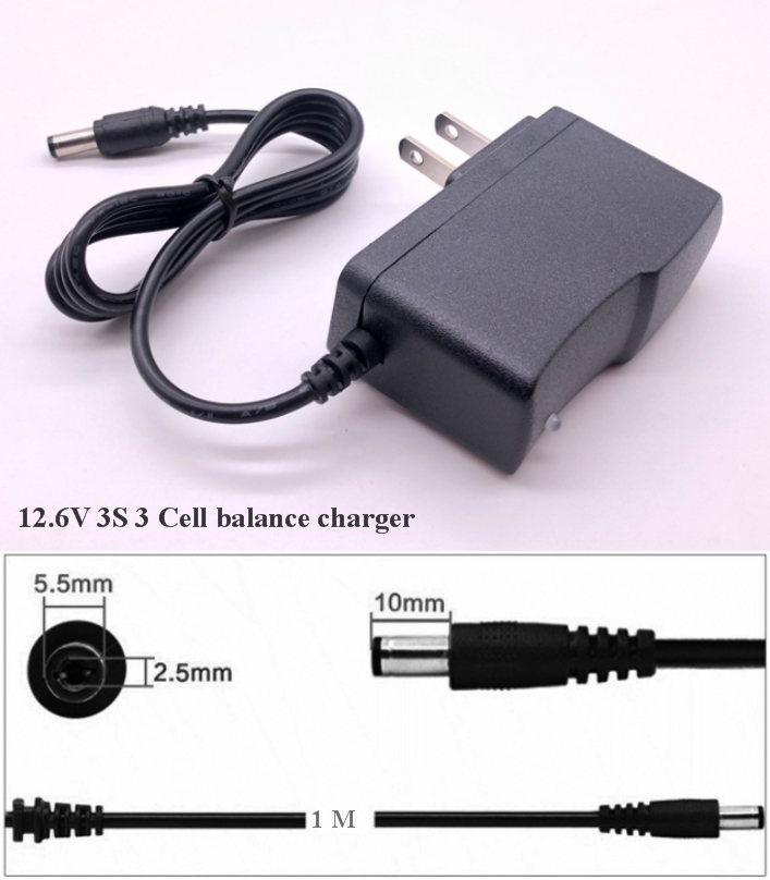 12.6V 1A 3S 3 Cell battery balance charger lithium 18650 3 cell charger
