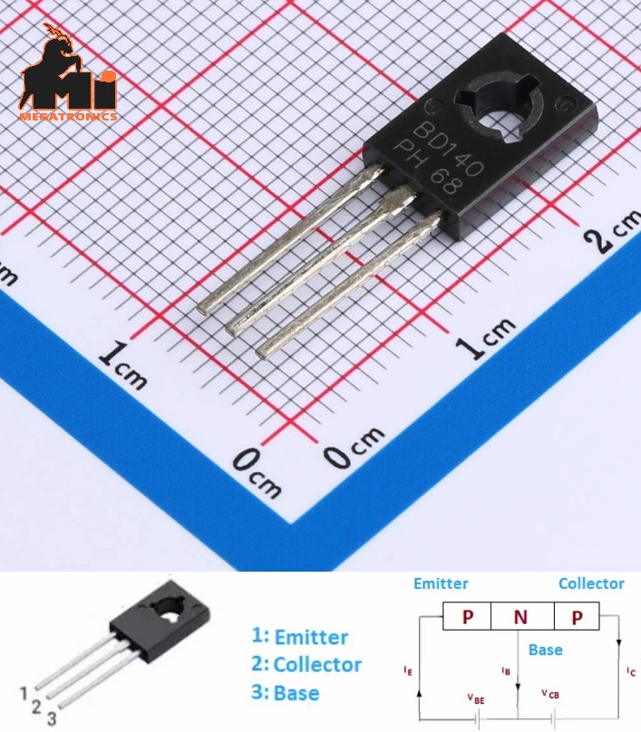 BD140 PNP Transistor Bipolar BJT  80V 3A