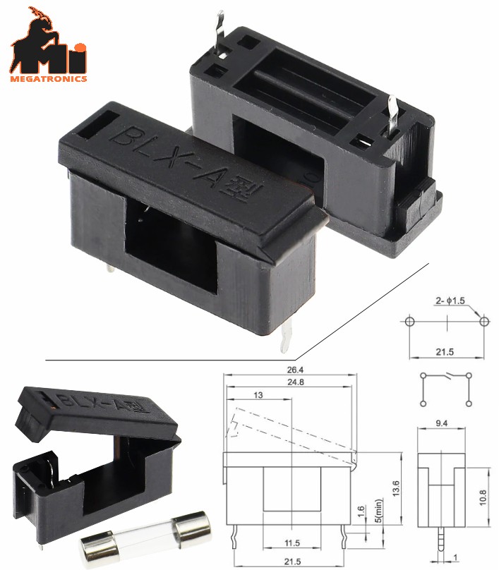 BLX-A PCB Fuse Holder 5x20mm PCB mount glass Tube Socket Fuseholder