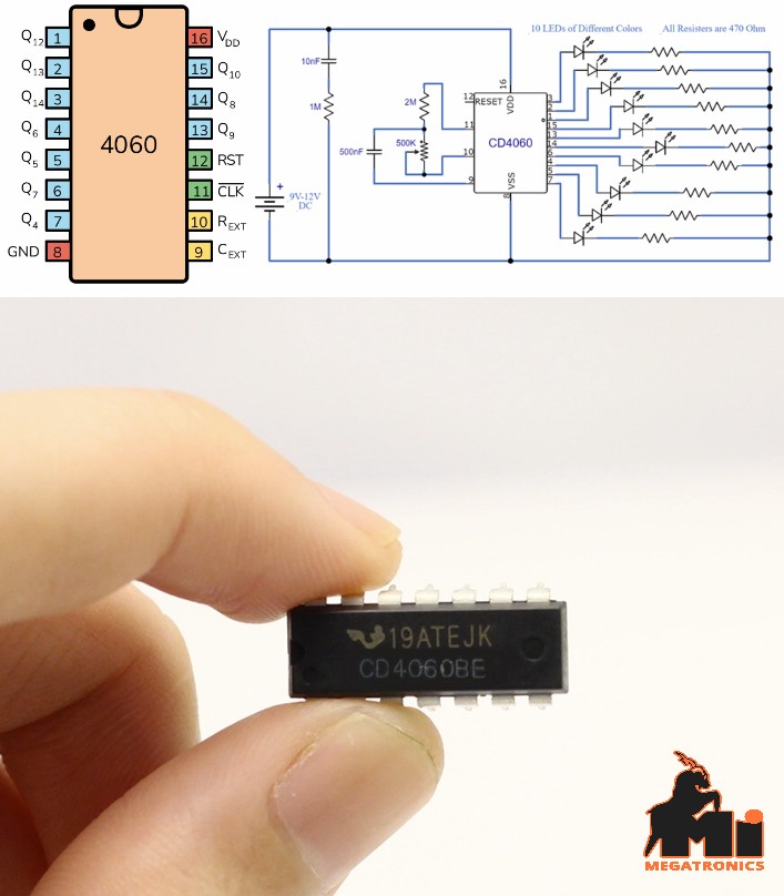 CD4060 4060 ripple carry Binary Counter Divider Oscillator
