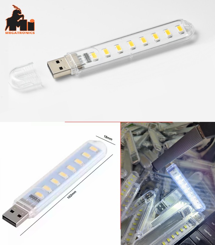 USB 8 Led Light strip Bulb lamp 5V 3W White Night light power bank Laptop mobile