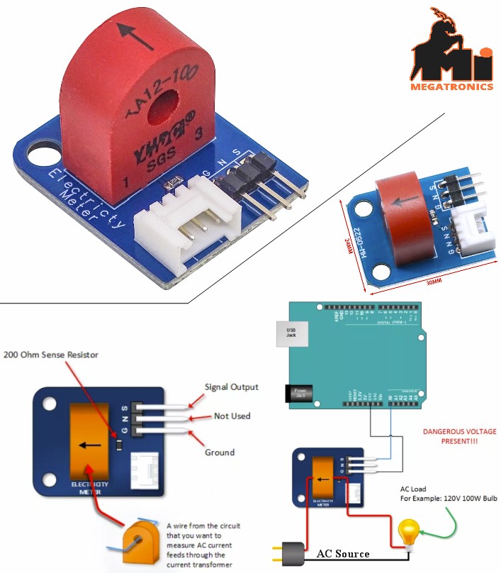 AC 5A Non-invasive Current Transformer current Sensor TA12-100 CT