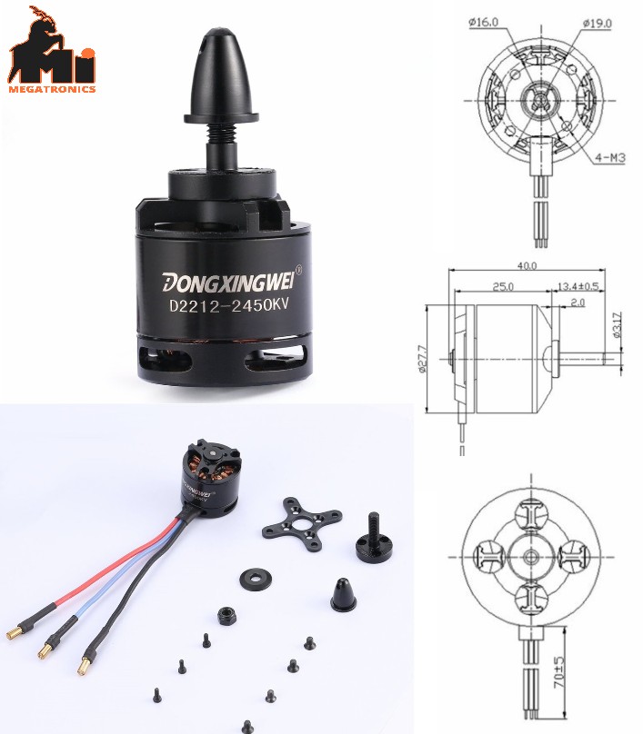 DXW D2212 2450KV 2-3S Outrunner Brushless Motor for RC FPV Fixed Wing Drone