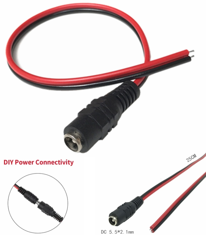DC Power pigtail female connector jack CCTV DVR Camera Lead Plug Pigtail Cable
