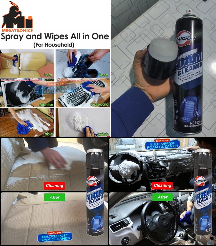 multipurpose Deargon Foam Cleaner 650ml spray and wipe brush for Car laptop