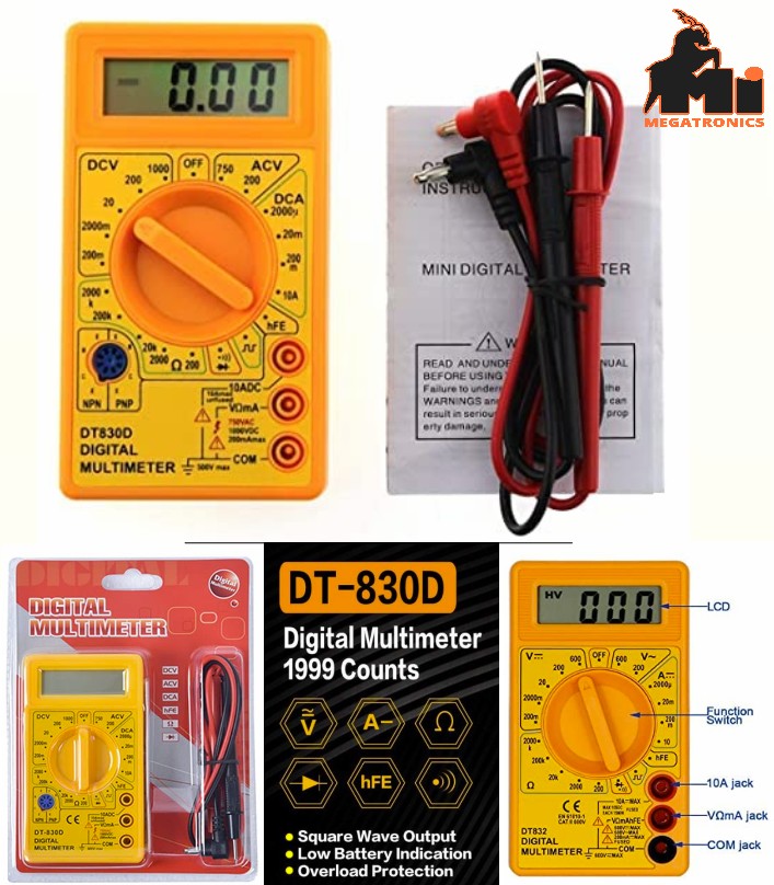 Pocket size DT-830D digital multimeter with buzzer LCD