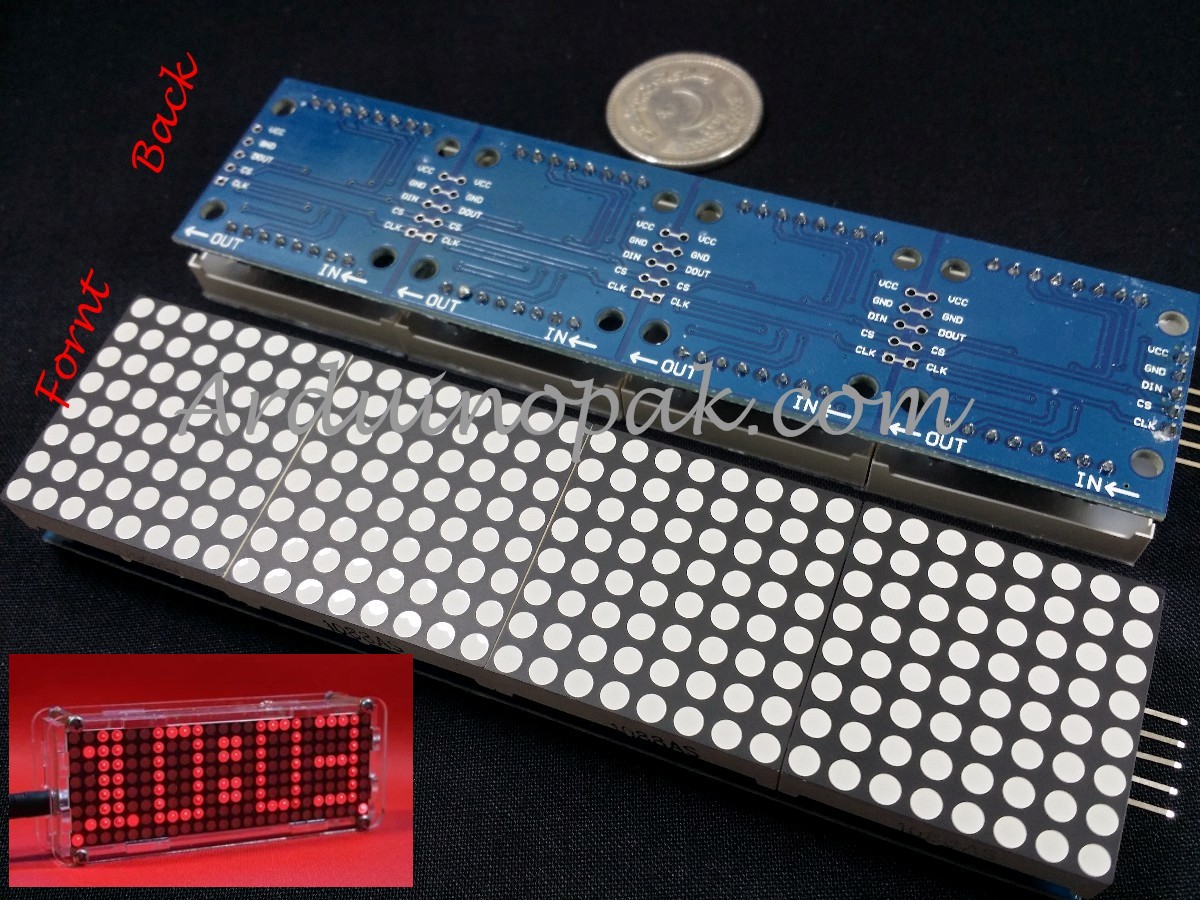 4 MAX7219 8x8 dot matrix display Arduino