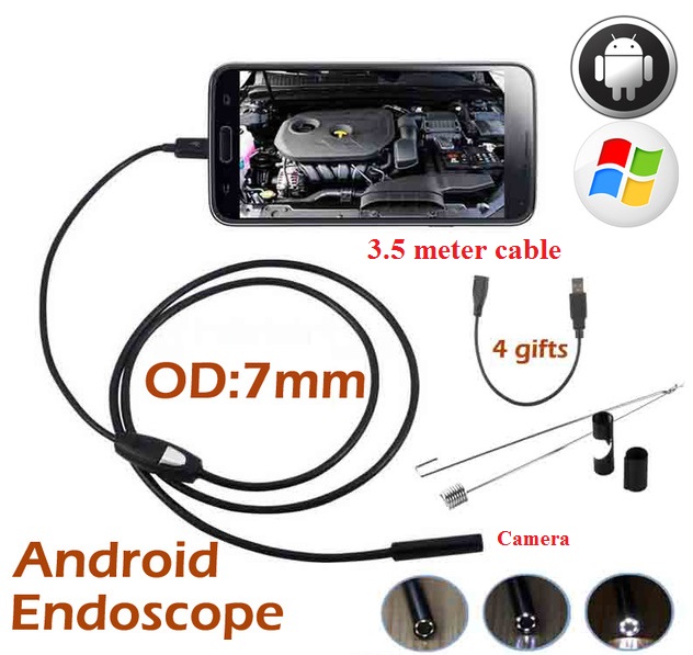 Android Endoscope Camera Waterproof  6LED 7mm Lens