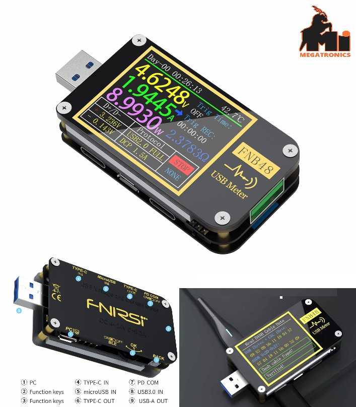 FNIRSI-FNB48 Digital voltage current USB Meter Tester Voltmeter Ammeter PD Trigg