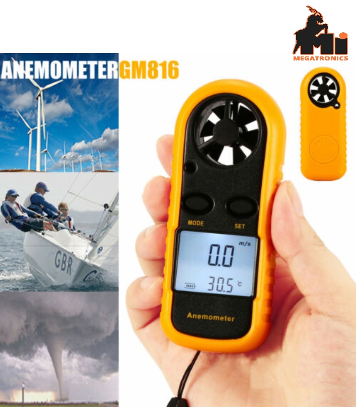 GM816 Digital Wind-Speed Airflow Gauge Meter Anemometer Thermometer Backlight