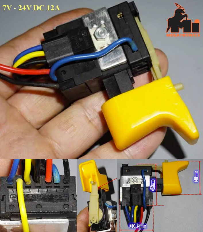 12V DC Gun type drill switch pistol switch DC brush motor 7V-24V 12A reverse pol
