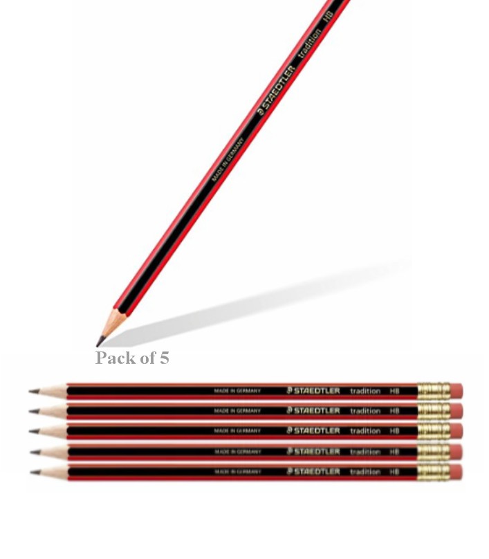5Pcs HB Pencil Tradition Eraser Tip Graphite