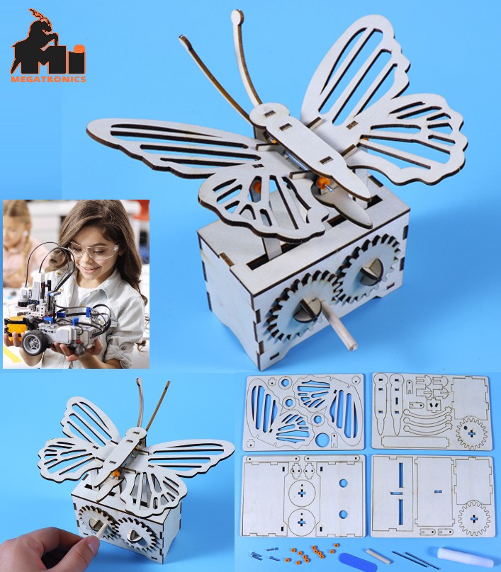 STEM Hand cranked butterfly student educational model diy science experiment fly