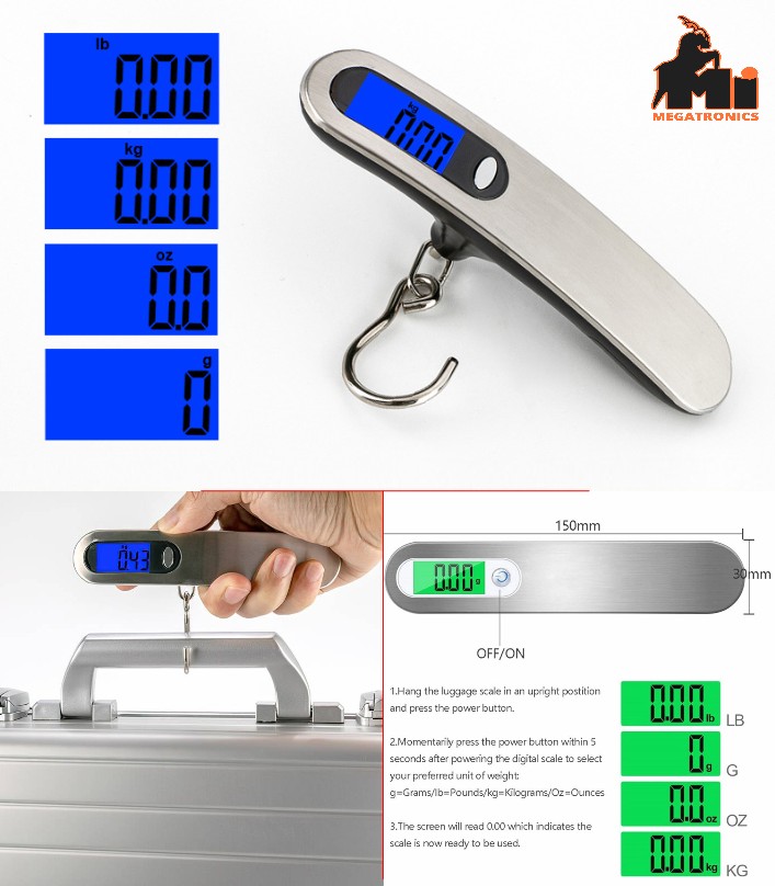 Luggage Scale 50kg Hand Hanging Portable Travel Scale with Hook Digital Weighing